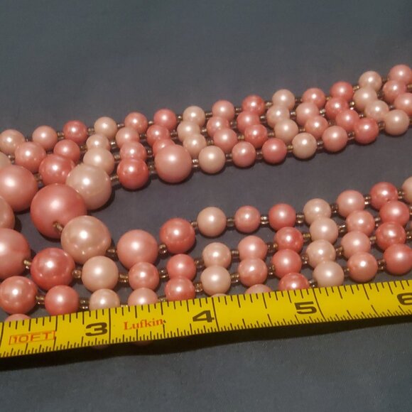 VINTAGE PINK 4 STRAND NECKLACE BY MAKER JAPAN SALE - Picture 3 of 7